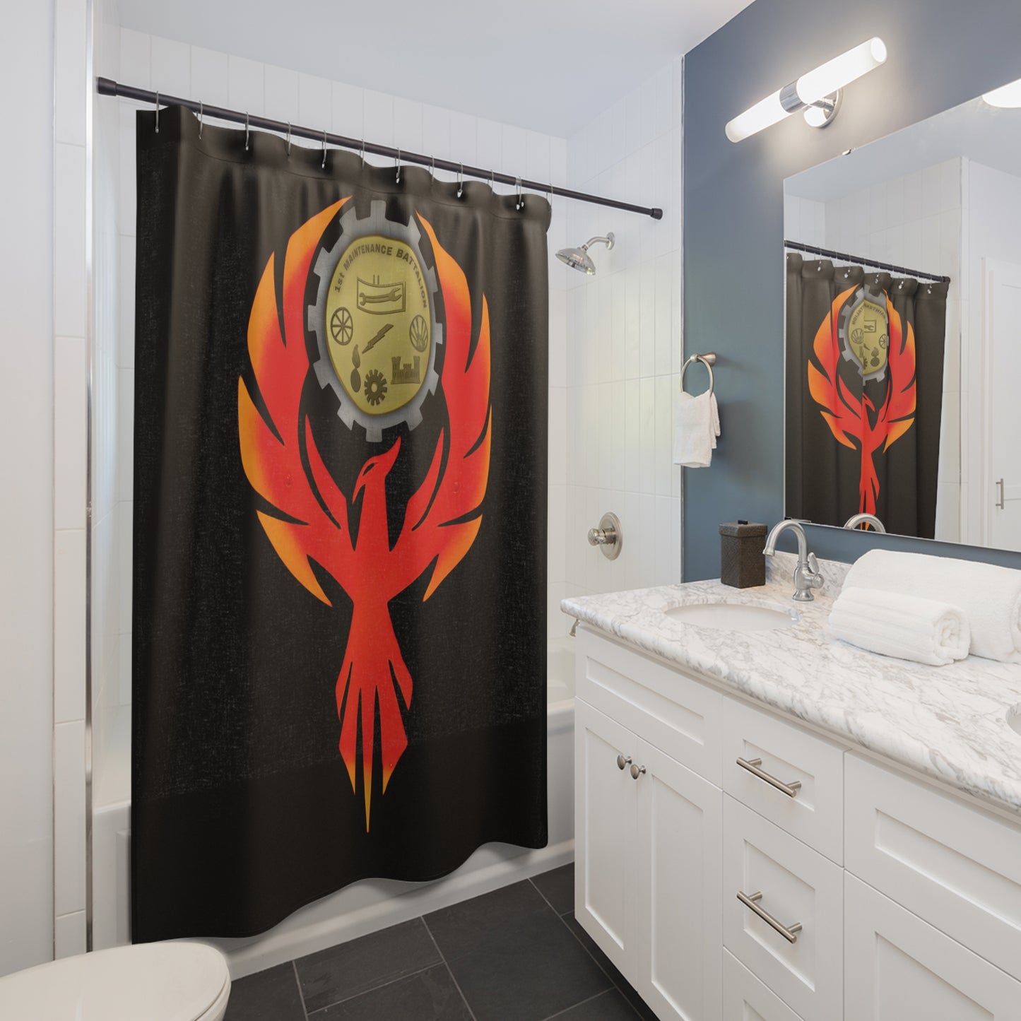 1st Maintenance Bn "Phoenix" Shower Curtain