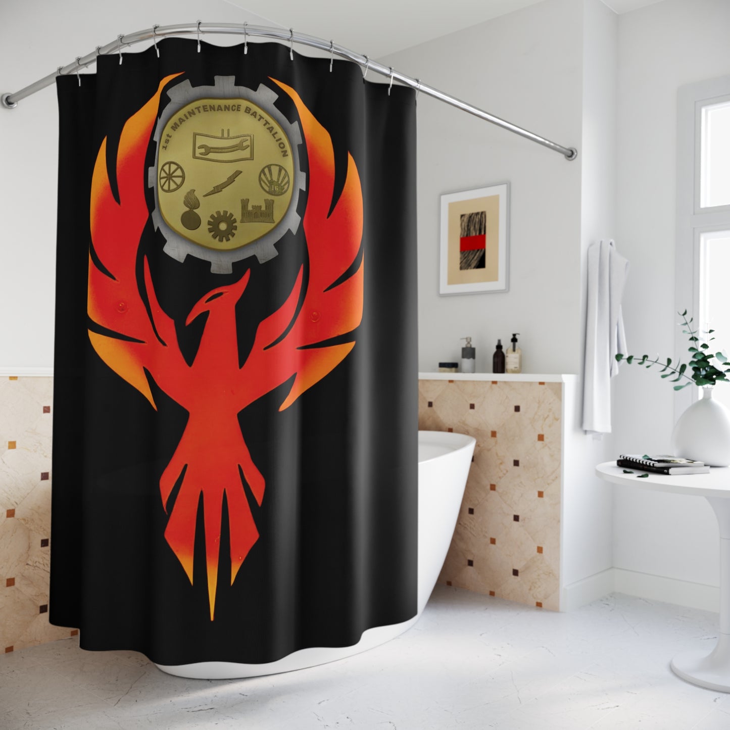 1st Maintenance Bn "Phoenix" Shower Curtain